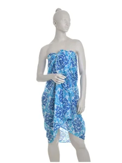 Sjaal blauw/wit - (L)180 x (B)110 cm