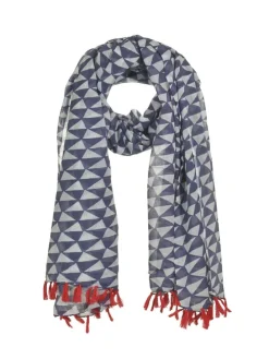 Sjaal donkerblauw/wit - (L)180 x (B)100 cm