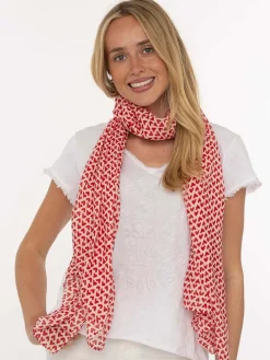Sjaal "Herzchen Allover" rood/wit - (L)180 x (B)95 cm