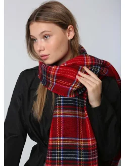 Sjaal rood/donkerblauw - (L)180 x (B)70 cm
