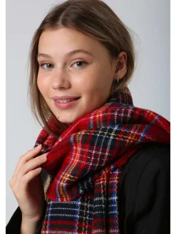 Sjaal rood/donkerblauw - (L)180 x (B)70 cm