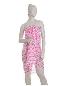 Sjaal rood/roze/wit - (L)180 x (B)110 cm