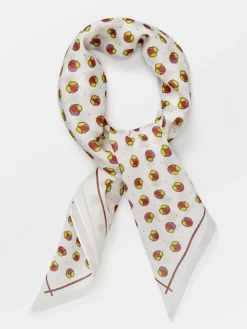 Sjaal "Sysette" geel/rood/wit - (L)55 x (B)55 cm