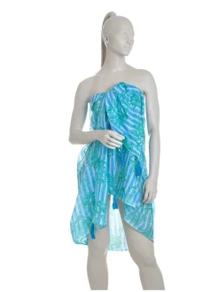 Sjaal turquoise/wit - (L)180 x (B)110 cm