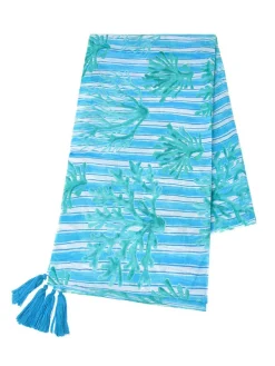 Sjaal turquoise/wit - (L)180 x (B)110 cm