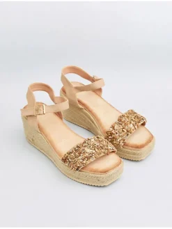 Sleehaksandalen beige