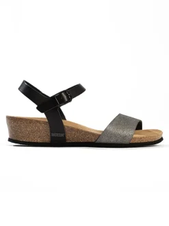 Sleehaksandalen "Calabria" zwart/zilverkleurig