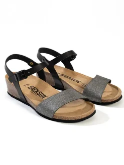 Sleehaksandalen "Calabria" zwart/zilverkleurig