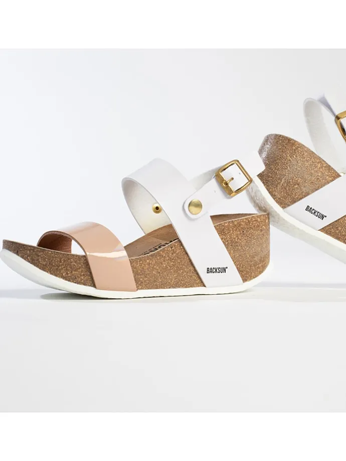 Sleehaksandalen "Cali" wit/lichtroze