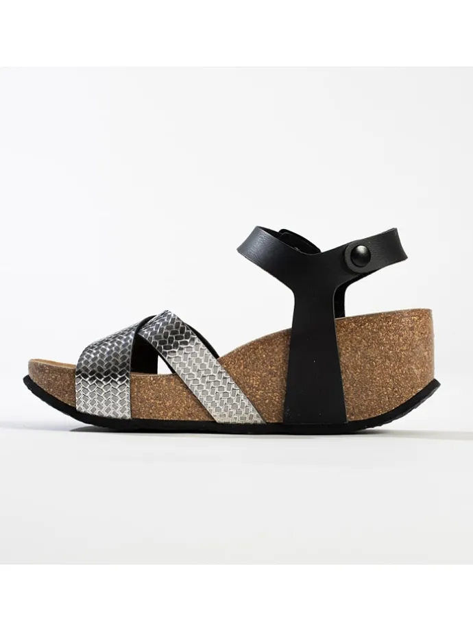 Sleehaksandalen "Genes" zwart/zilverkleurig