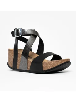 Sleehaksandalen "Pampelune" zwart/zilverkleurig