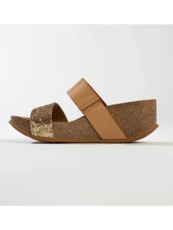 Sleehakslippers "Libreville"lichtbruin/goudkleurig
