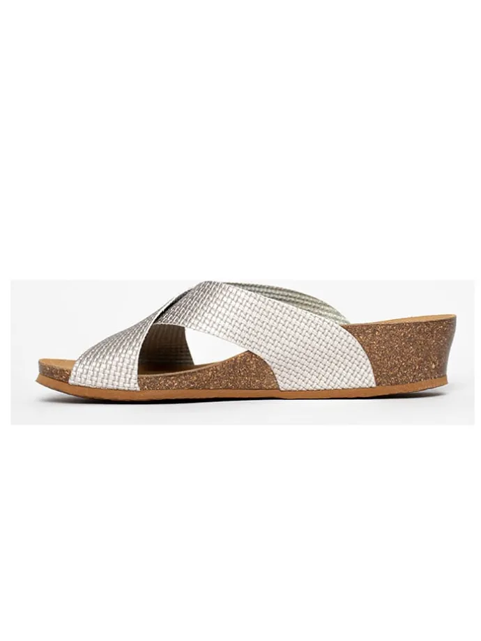 Sleehakslippers "Rita" zilverkleurig