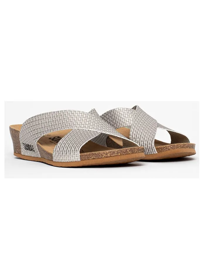 Sleehakslippers "Rita" zilverkleurig