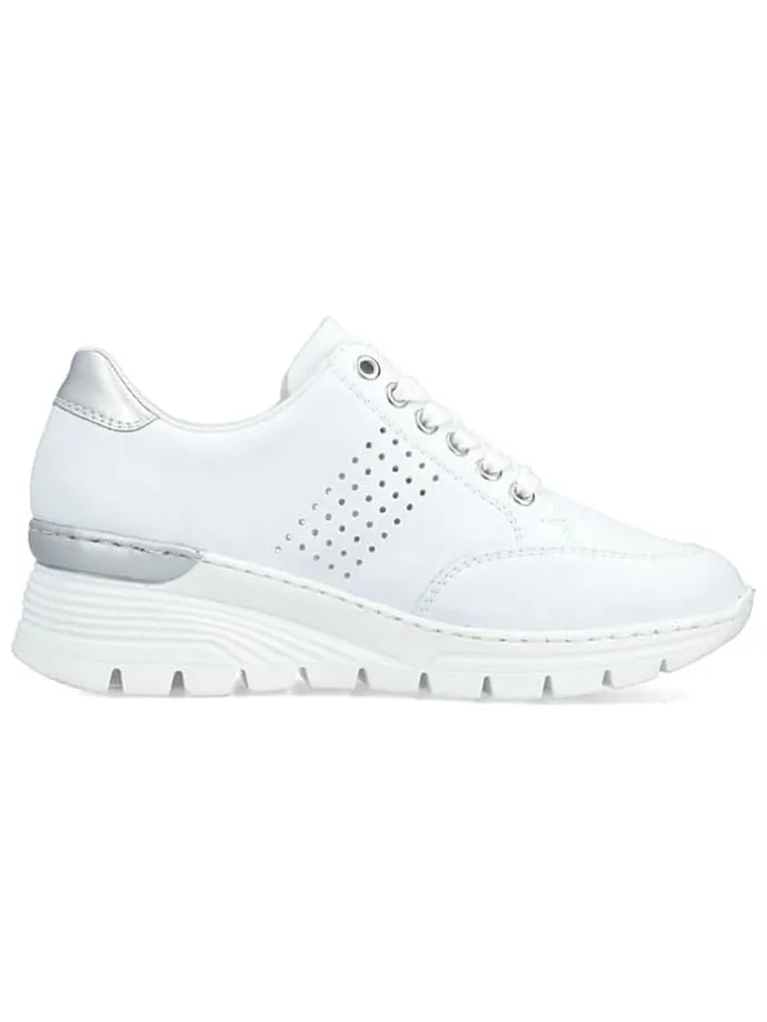 Sleehaksneakers wit/zilverkleurig