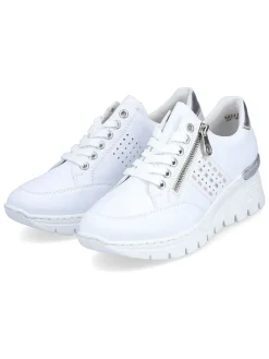 Sleehaksneakers wit/zilverkleurig