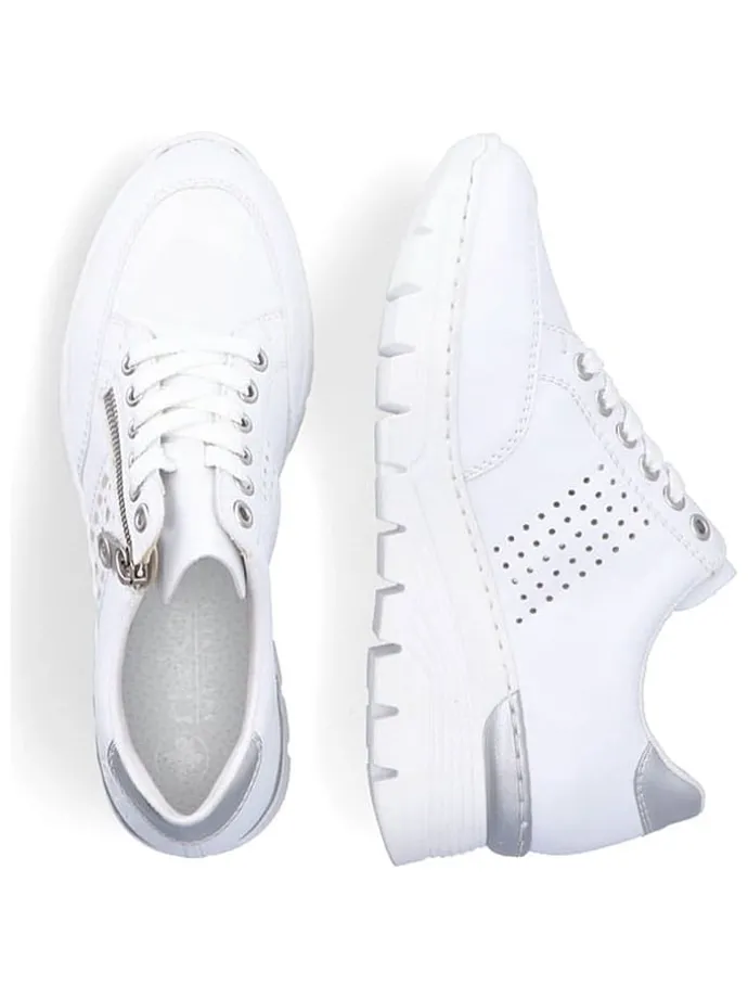 Sleehaksneakers wit/zilverkleurig