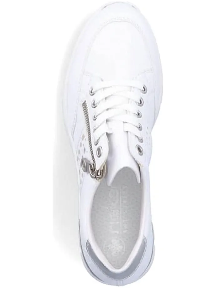 Sleehaksneakers wit/zilverkleurig