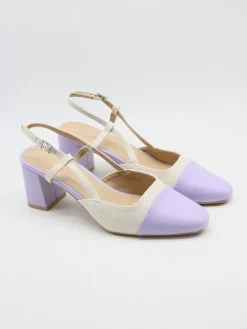 Slingpumps crème/paars