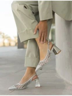 Slingpumps zilverkleurig