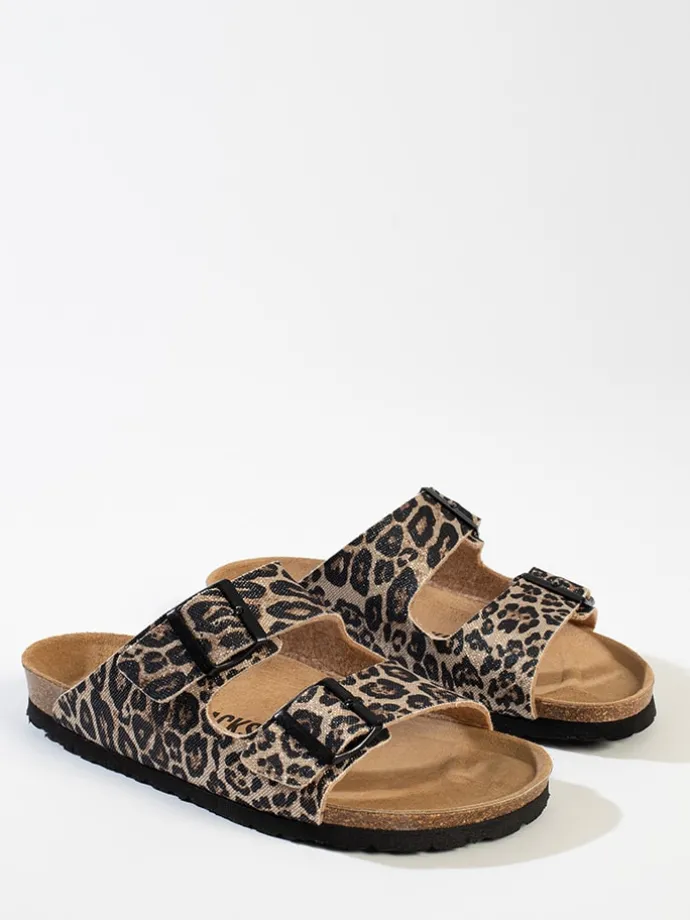 Slippers "Bali" bruin/zwart