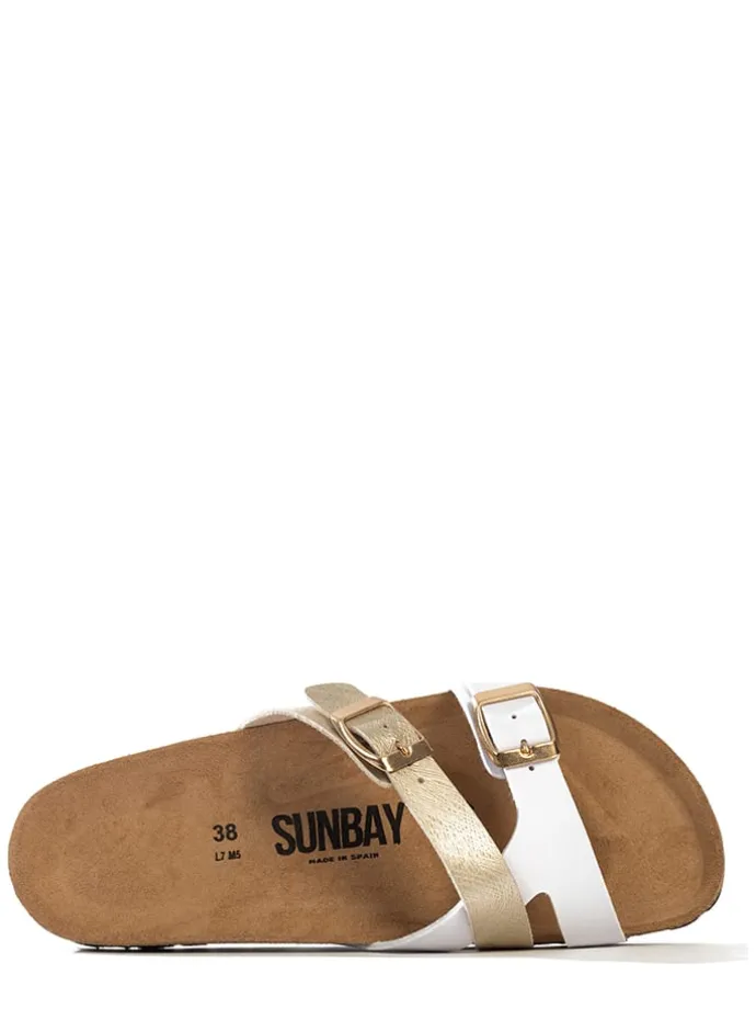 Slippers "Bambou" wit/goudkleurig