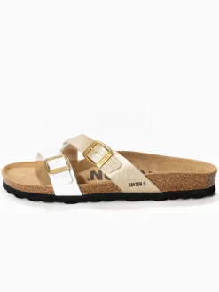 Slippers "Cleo" goudkleurig/wit