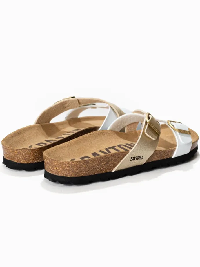 Slippers "Cleo" goudkleurig/wit