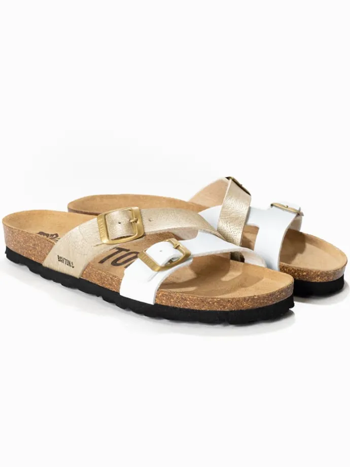 Slippers "Cleo" goudkleurig/wit