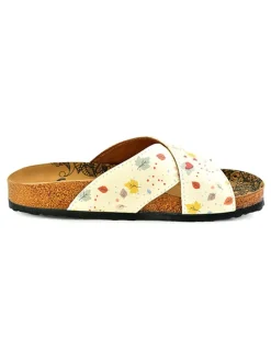 Slippers crème/meerkleurig
