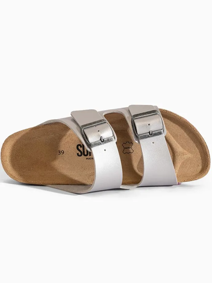 Slippers "Trefle" zilverkleurig