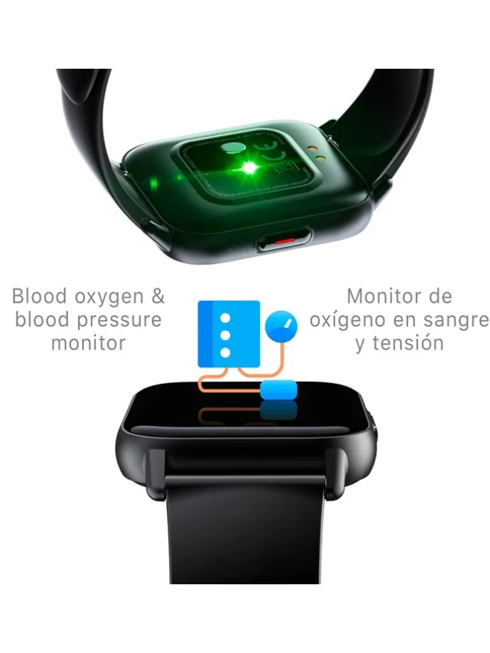 Smartwatch "QS16" zwart/lichtroze