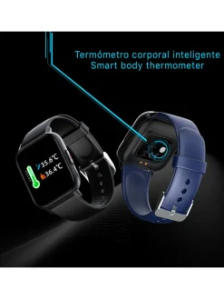 Smartwatch "QS16" zwart/lichtroze