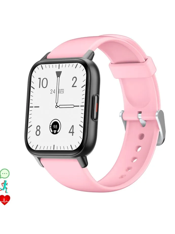 Smartwatch "QS16" zwart/lichtroze