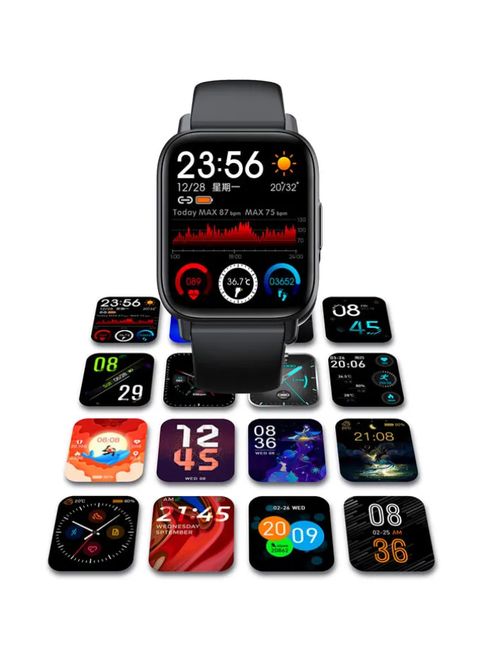Smartwatch "QS16" zwart/lichtroze