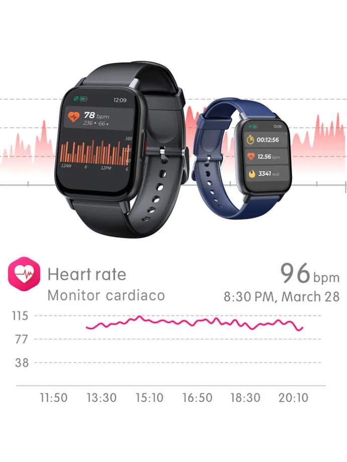 Smartwatch "QS16" zwart/lichtroze