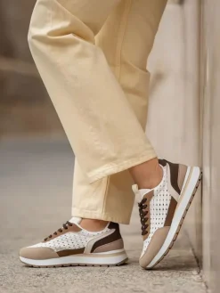 Sneakers bruin/crème