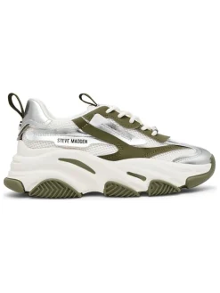 Sneakers kaki/zilverkleurig