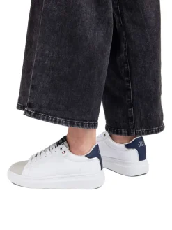 Sneakers wit/beige/donkerblauw