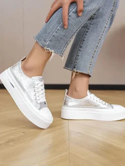 Sneakers zilverkleurig/wit