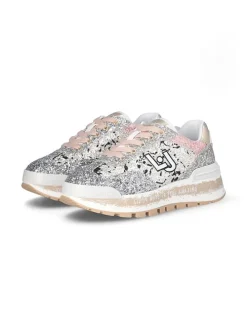 Sneakers zwart/lichtroze/zilverkleurig