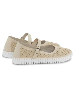 Spangenballerinas beige