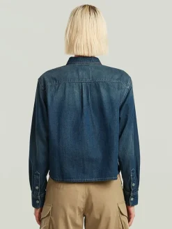 Spijkerblouse - relaxed fit - donkerblauw