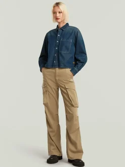 Spijkerblouse - relaxed fit - donkerblauw
