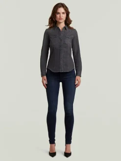 Spijkerblouse - slim fit - antraciet