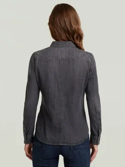 Spijkerblouse - slim fit - antraciet