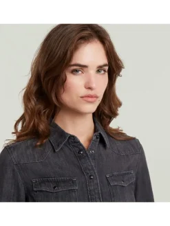Spijkerblouse - slim fit - antraciet