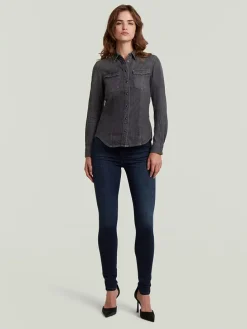 Spijkerblouse - slim fit - antraciet