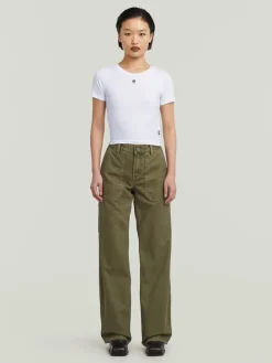 Spijkerbroek - loose fit - kaki