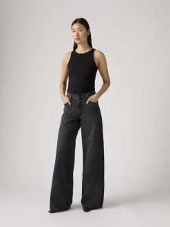 Spijkerbroek - wide leg - antraciet